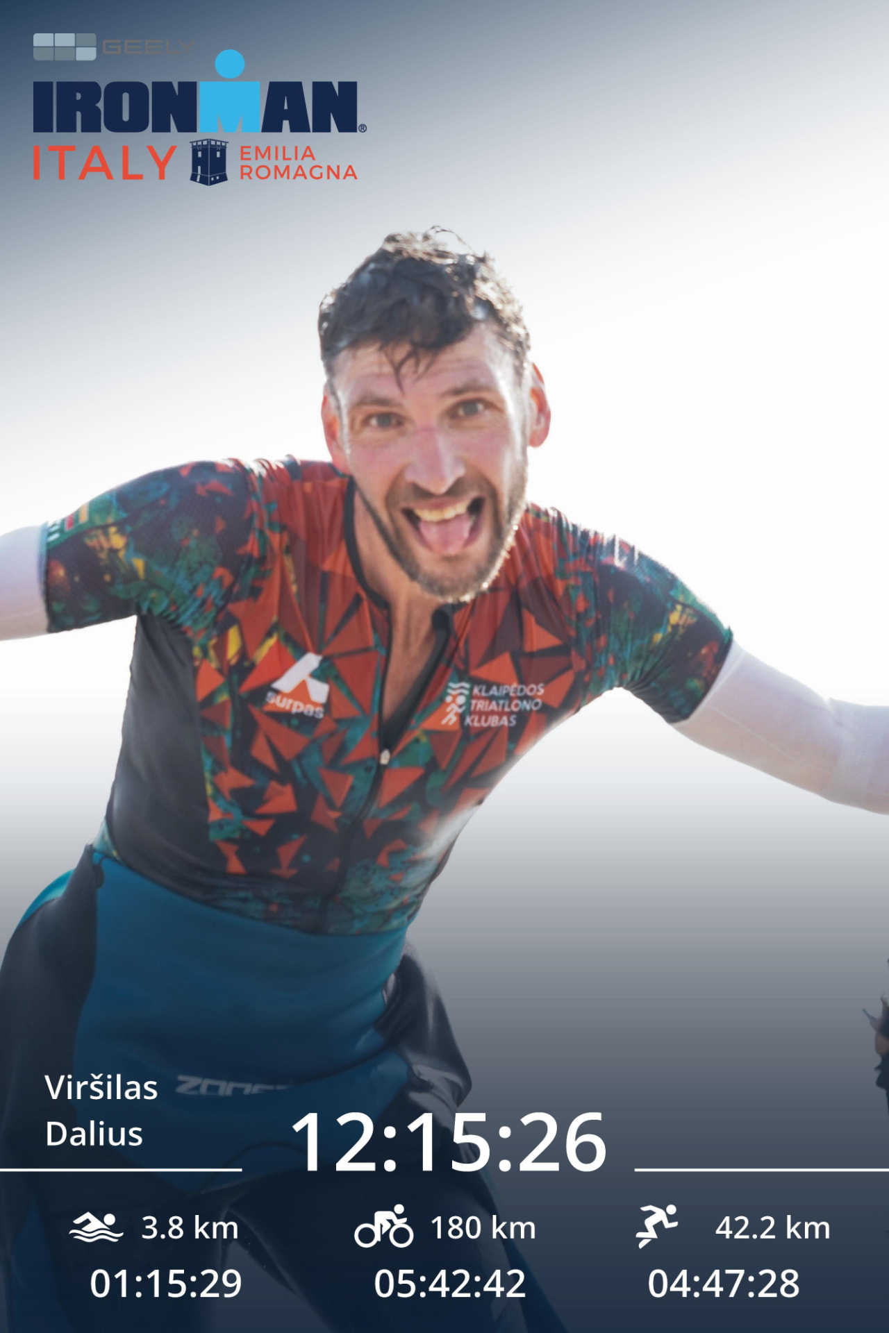 Dalius Viršilas smiling after the IRONMAN Italy swim
